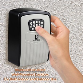RESET-104 Bluetooth Smart Key Lock Box, 6-Digit, Wall-Mounted, Outdoor Key Safe, Backlit Keypad, Large Capacity, Remote Access, Ideal for Home, Office, Realtors, and Airbnb