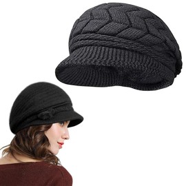 ZSKEUR Boinas Mujer, Gorro De Invierno Elegante y Cálido, Perfecto con Cualquier Prenda De Invierno, Adecuada para Esquí y Actividades Al Aire Libre, Material Acrílico Suave, Negro