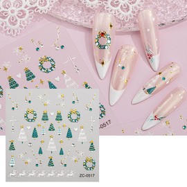 Christmas Nail Stickers for Nail Art Xmas Tree Snowflake Snowman Nail Decals Xmas Cute Nail Design Stickers Holiday Nail Charms Supplies for Women Winter Nail DIY Manicure