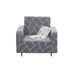Trimming Shop 1 Seater Ultra Soft Super Stretch Sofa Slipcover Armchair Sofa Cover Protector for Living Room Non Slip Sofa Cover Furniture Protector Simple to Fit & Machine Washable, Light Grey/White