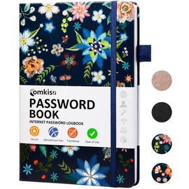 Comkiso Password Book with Individual Alphabetical Tabs Laminated, Large Print Password Keeper Book for Seniors, A5 Hardcover Internet Password Log Book to Record Website Login Details - Bloom