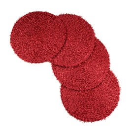 Christmas Daisy Woven Braided Table Placemats 15 Inches Round Set of 4 Non-Slip Dining & Kitchen Table Mats Red