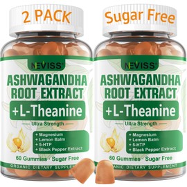 NEVISS Ashwagandha Gummies 2000mg, Feel Refreshed, Plus Proprietary Blend with L-Theanine, 5-HTP, Lemon Balm, Magnesium for Calm, Zzzs & Relaxation Support, 120 Count