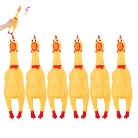 Xugoox 6Pcs Screaming Chickens, Squeaky Rubber Chickens Novelty Chicken Noisemaker Novelty Gadget Toys for Dogs Pets