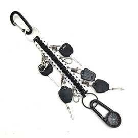 DODXIAOBEUL 10 Inch Paracord Handmade Cheer Bows Holder 2 Pack & 16 Lobster Clasp,Paracord Keychain for Teen Girls Cheerleader Sports (Black & White)