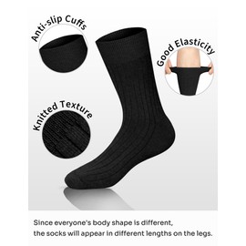 Kiiwah 4 Pairs of Men's Stockings, Size 39-50, Long Socks, Business Socks, Breathable, Warm for Everyday Use, Business, Sports (Black)