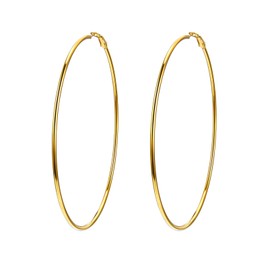 Prosteel Set of 3 pairs of stainless steel earrings for women, Creole / Huggie earrings, hoop / folding Creole earrings, 30 mm - 70 mm, gold/black/silver, Gold Plated