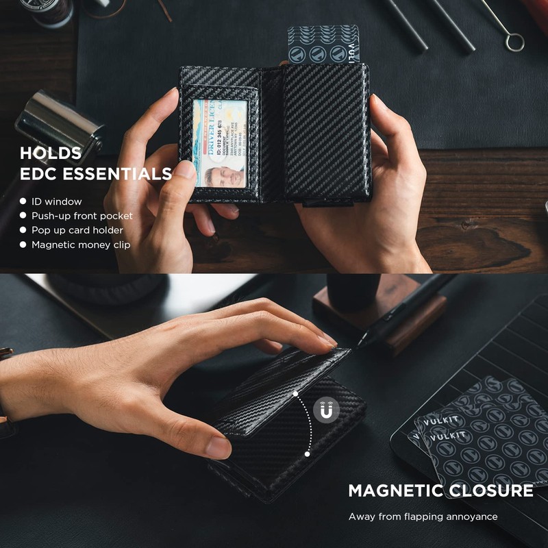 VULKIT Money Clip Wallet Pop Up Card Holder RFID Protection