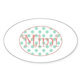 CafePress Sassy Mimi in Aqua and Coral Oval Car Bumper Sticker