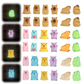36 PCS Mini Resin Capybara - Gift for Kids, Cute Small Lightweight Luminous Resin Animals Capybara, Safe and Non Toxic Mini Animal Figures for DIY Decoration