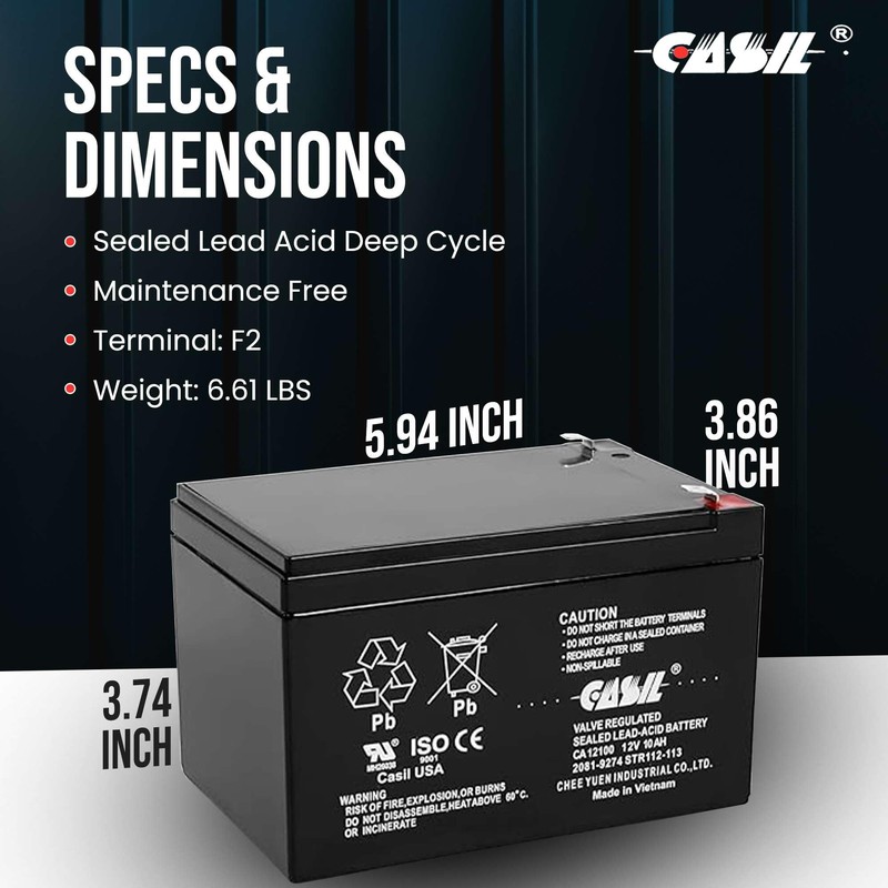 Casil 12v 10ah Battery Compatible with 2081-9274 Simplex Fire Panel