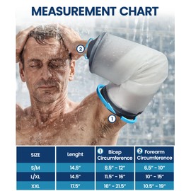 Blue Shoe Guys Reusable Waterproof Picc Line Sleeve Cover For Upper Arm, S/M for Proper Wound Protection Picc Line Shower Cover and Waterproof Sleeve Protector for IV, Shower sleeve for Upper Arm