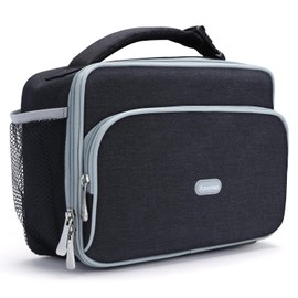 Amersun Lunch Box for Men - Sturdy Insulated Lunch Bag with 2 Pockets & Padded Liner Keep Food Warm Cold for Long Time,Water-resistant Thermal Lunch Cooler for Women Adult Travel Picnic Work,Black