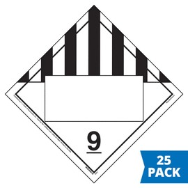 Class 9 Miscellaneous Placard, Blank 25-pk. - 10.75" x 10.75" Removable Self Adhesive Vinyl for Temporary Applications, DOT Hazmat Compliant, J. J. Keller & Associates, Inc.