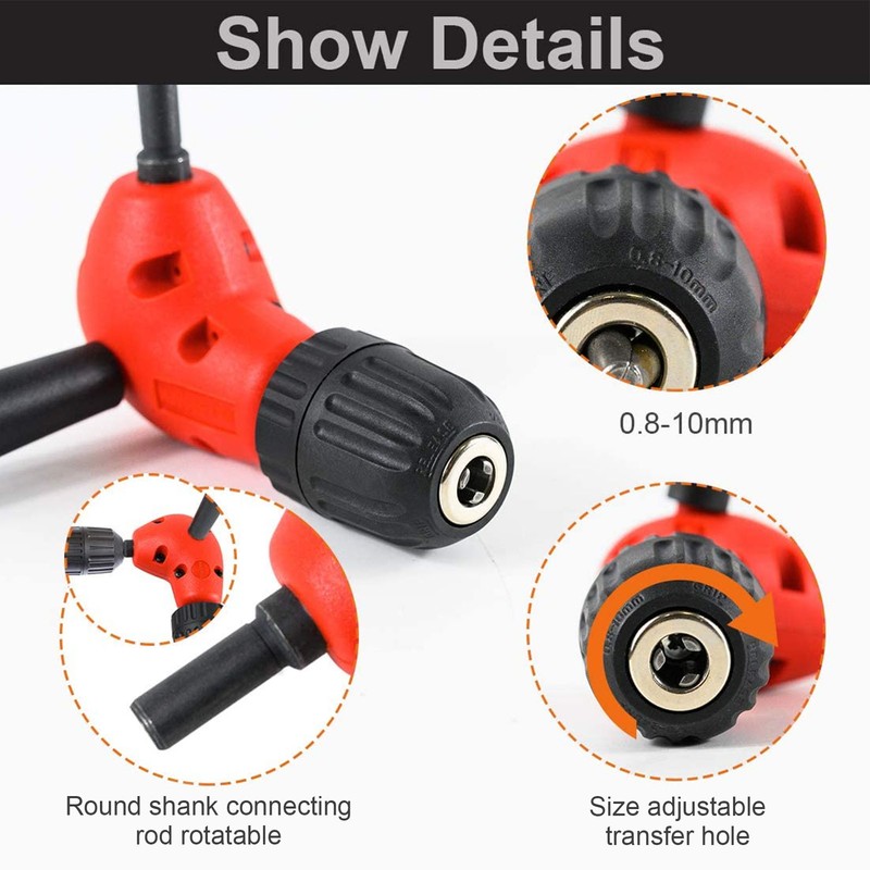 Drill Chuck Keyless 90 Degree 9.3mm Round Handle 0.8‑10mm Clamping