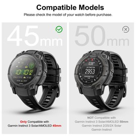 TiMOVO 22mm Silicone Watch Band Compatible with Instinct 3 Solar 45mm/Instinct 3 Amoled 45mm Durable Sport WristBands, Breathable Waterproof Replacement Band Watch Strap for Men Women,Dark Night Black