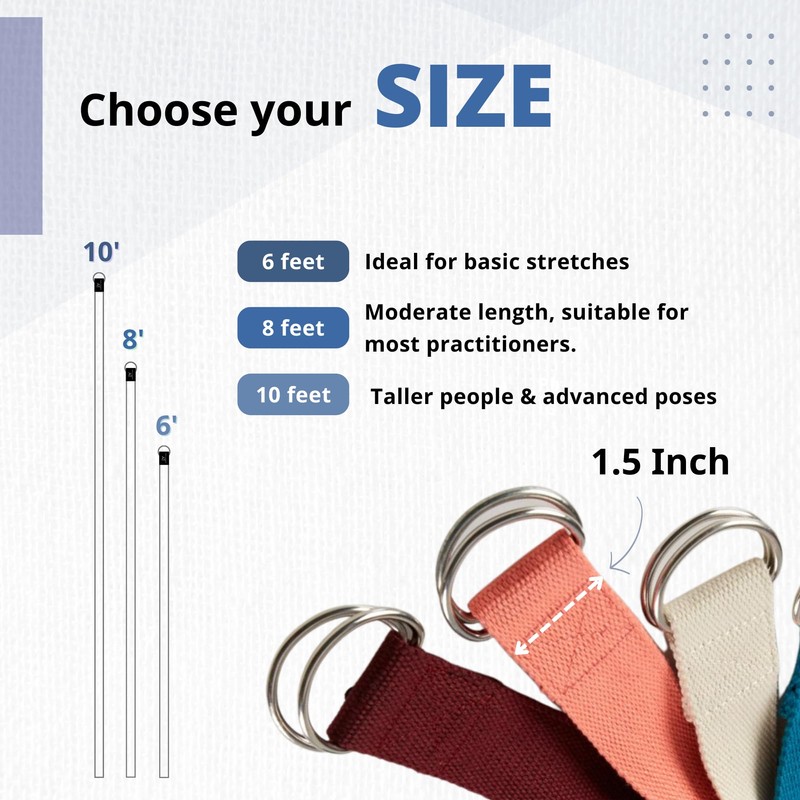 Everyday Yoga Super Strong Strap with Metal D-ring Buckle -
