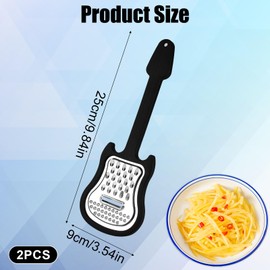 Lyreh 2stk Handgehaltene Käsereibe, Zerkleinerer aus Edelstahl mit Griff Multifunktional in Gitarrenform Küchenhobel Reibe Zestenreißer für Käse, Gemüse, Obst, Salat