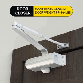 GEKRONE Automatic Door Closer Heavy Duty Spring Size 2 Hydraulic Aluminum Alloy UL 3-Hour Fire Rating Surface Mounted Residential Commerical Door Closures Adjustable Speed Door Weights 88-144 Lbs