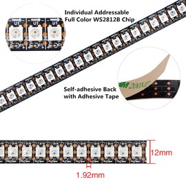 WESIRI WS2812B LED Strip Lights 3.2ft 1M WS2812B 144LEDs Programmable Individual Addressable WS2811 Built-in 5050 RGB LED Strip IP30 Non-Waterproof DC5V with Mini Controller