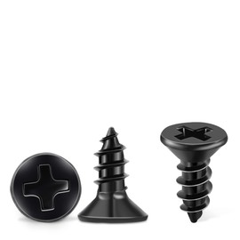 TPOHH 100 PCS #8 X 1/2 Inch Black Oxide Coated Flat Head Phillips Wood Screw, Stainless Steel 18-8 (A2) Fully Threaded Screws