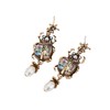 Vintage Bug Insect Beetle Dangle Earrings Abalone Shell Crystal Pearl