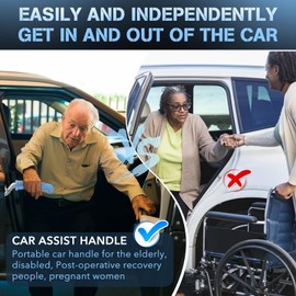 Milifox 2 Pack Car Door Handle for Elderly - Vehicle Support Handle Assist for Handicapped,Auto Support Door Handle,Standing Assist Mobility Aids for Seniers,Disabled,Injured,Light Blue+Grey