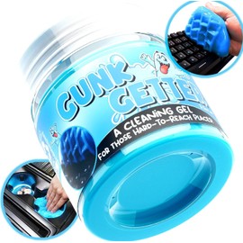 PeerBasics Gunk Getter, Cleaning Gel for Those Hard to Reach Places, Automotive Cup Holder Electronic Keyboard Office, Slime Gel Cleaner Dust Crumb Removal (Jar, Blue, 3.5oz)