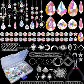 Luzoybo Pack of 240 DIY Sun Catchers Making Kits for Adults, Crystal Suncatchers Kit with Colourful Prism Pearl Rainbow Maker for Windows, Hanging, Indoor, Outdoor, Garden Decor (Silver)