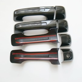 CYAuto Chrome Carbon Fiber Gloss Black Exterior Door Handle Cover Trims for Dodge RAM 1500 2019-2023 (No Keyless Holes, Gloss Black)