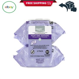 Equate Beauty Night-Time Soothing Makeup Remover Wipes, 40 count, 2 Pack
