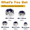 300pcs Locknuts Assortment Kit M3 M4 M5 M6 M8 Hex