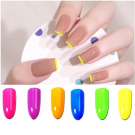 Suxgumoe Neon Powder, 12 Color Pigment Nail Powder Set for Nail Art, Fluorescent Nail Glitter Dust for UV Gel, Acrylic, Natural Nails, DIY Body Art Tool