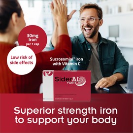SiderAL® Forte, Iron Deficiency and Energy Support, Sucrosomial Iron® 30 mg Food Supplement with Vitamin C, High Tolerability, No Metallic Taste, No Gluten, No Lactose, 20 Count, Pharmanutra