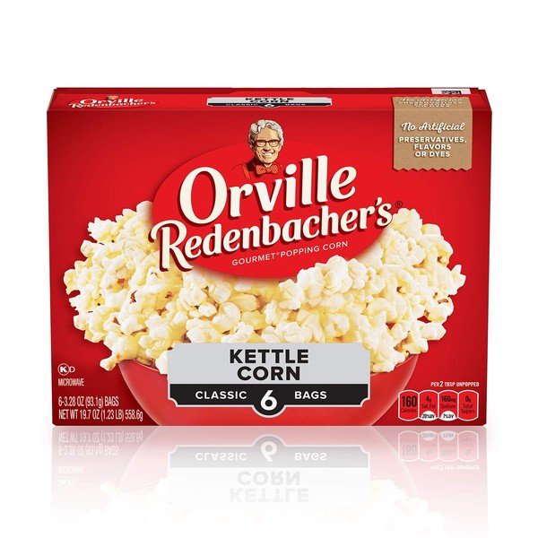 Orville Redenbacher's Kettle Corn Microwave Popcorn, 3.28 Ounce Classic Bag, 6-Count