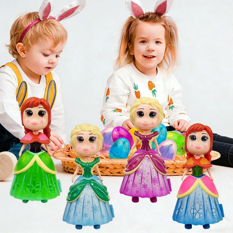 Pinkiwine 8 Pack Prefilled Easter Eggs Princess Deformation Egg Toys