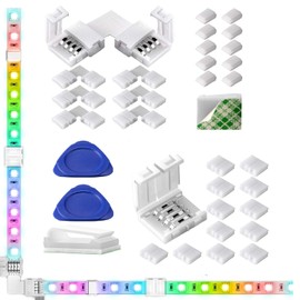ZMFGMN 8mm LED Connectors 4-Pin RGB 6X L Shape Corner Connector,10x Gapless Adapter Terminal for 3528 2835 12V 24V Multicolor LED Strip Light