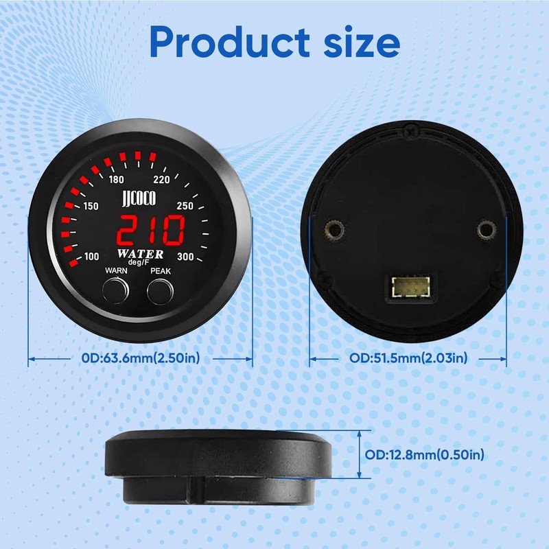 ZHSYMX Universal 52mm Water Temperature Gauge with Alarm and 1/8