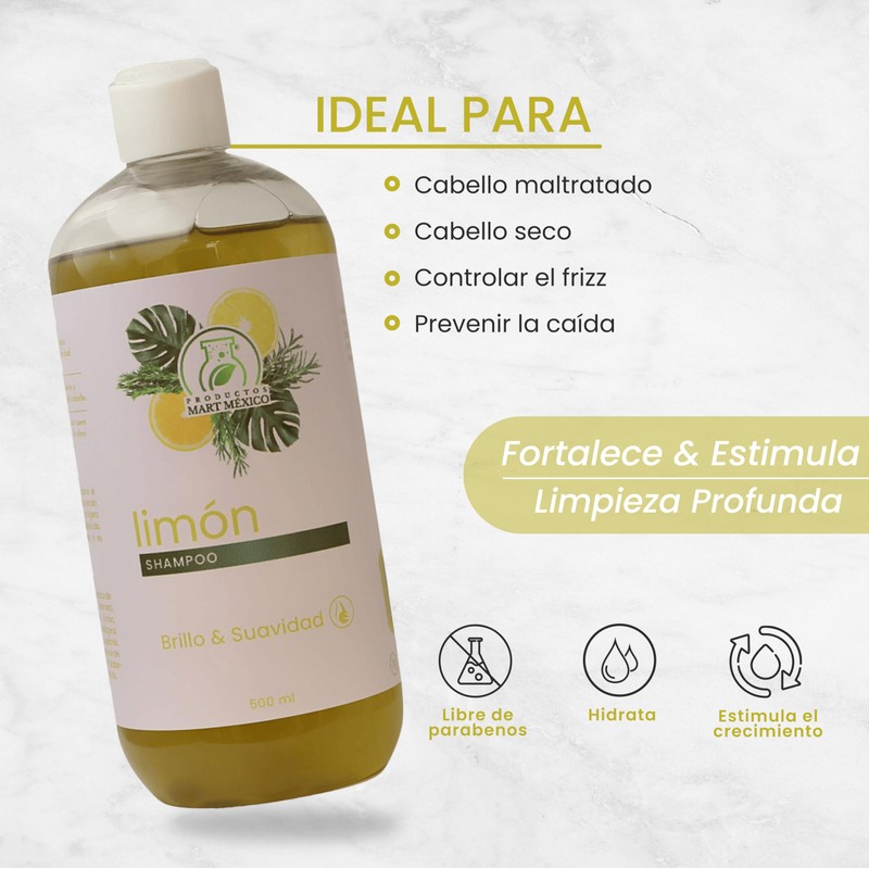 Shampoo De Limón Limpieza Profunda Productos Mart Mexico 500 Ml