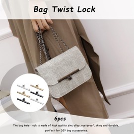 Bag Closure, Pack of 6, Twist Lock Purse Lock Metal Twist Turn Lock Bag Clasps Twist Lock for Bags Bag Accessories Lock for Handbag Purse DIY Crafts