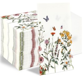 Floral Napkins 100 Pcs Disposable Paper Napkins Watercolor Flower Guest Napkins Vintage Dinner Napkins Spring Napkins Hand Towels for Bathroom Wedding Birthday Bridal Shower Tea Party Decorations