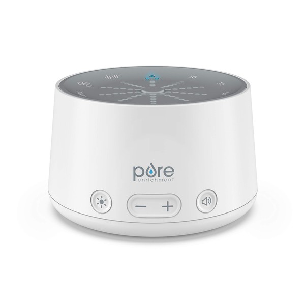 Pure Enrichment® Doze™ Sound Machine and Sleep Therapy Light - 6 Soothing Sounds, Relaxing Pulse Light, Auto Sleep Timer, and Built-in USB Charger - All-Natural Sleep Aid and Stress Reliever