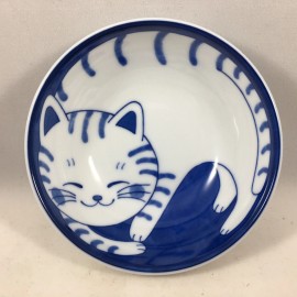 Unbranded SET of 2 Japanese 4.75"D Rice Soup Cereal Sauce Bowls Tabby Cat Made in Japan