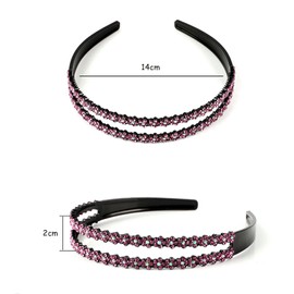 SSyang Pack of 2 Hair Bands with Clips, Hair Band with Twist Clip Hairstyle Aid Hair Band with Clips, Twist Clip Headband Girls Hair Accessories Double Headband (Purple + Pink)