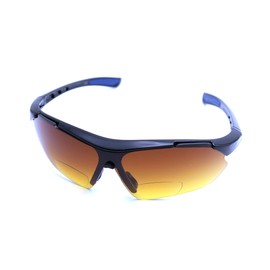 ColorViper Sports Double Injection Readers Flexie Reading Glasses size and color very (z2 shiny black blue / anti glare BiFocal, 3.00)