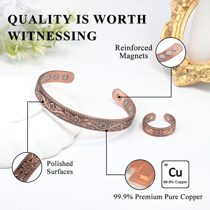 Vicmag Copper Magnetic Bracelet for Women and Men Ultra Strength