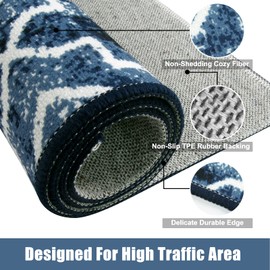 Wonnitar Moroccan Indoor Door Mat, 36"x59" Entry Rug Washable Front Door Mat, Non-Slip Absorbent Dirt Trapper Mat, Low-Profile Floor Carpet for Entryway Kitchen Bathroom (Post Blue,59'' x 35.4'')