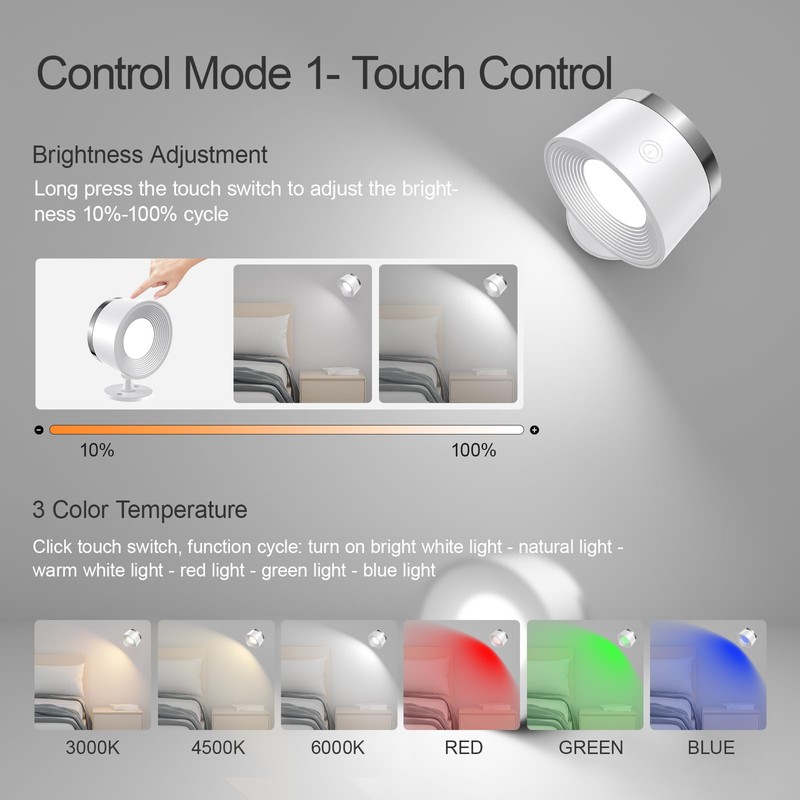 Speclux LED Wall Sconces Set of Two, Rechargeable Battery Operated