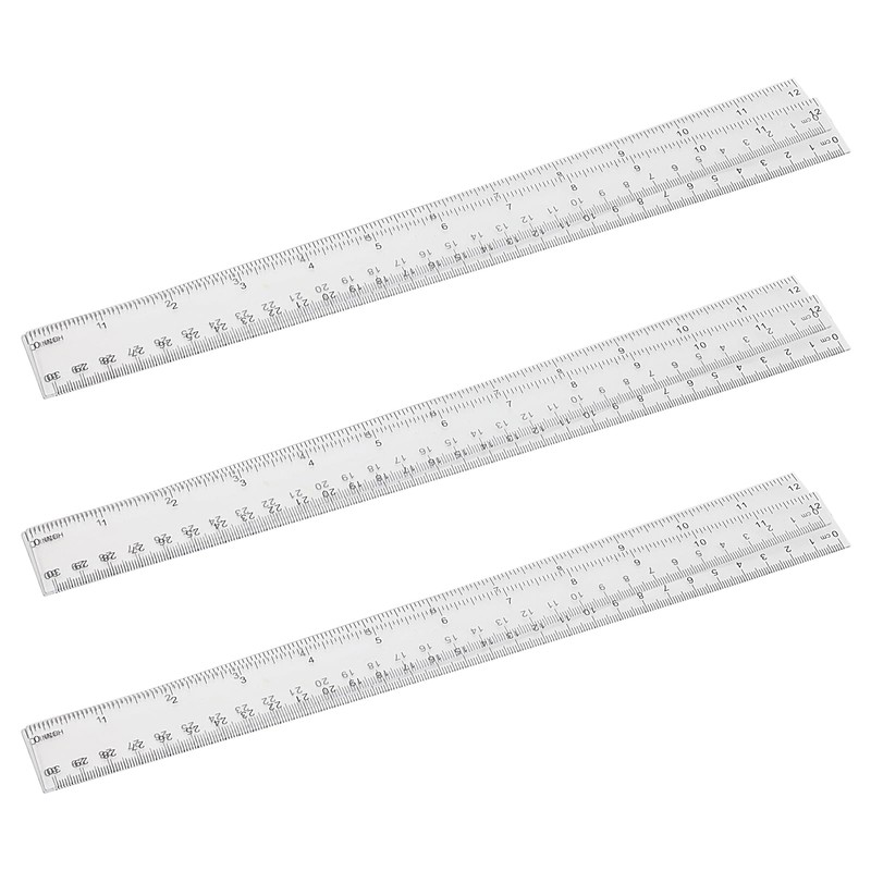 TAICHEUT 60 PCS 30cm Clear Plastic Ruler, 12 Inch Plastic