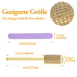 Set of 2 Nail Drill Bits with 2 Nail File, Round Head Cylinder Bit, Safety Cutter Bits, Premium Cylindrical Carbide Bit, Smooth Tip Carbide Bits for Acrylic Gel Nails Attachments